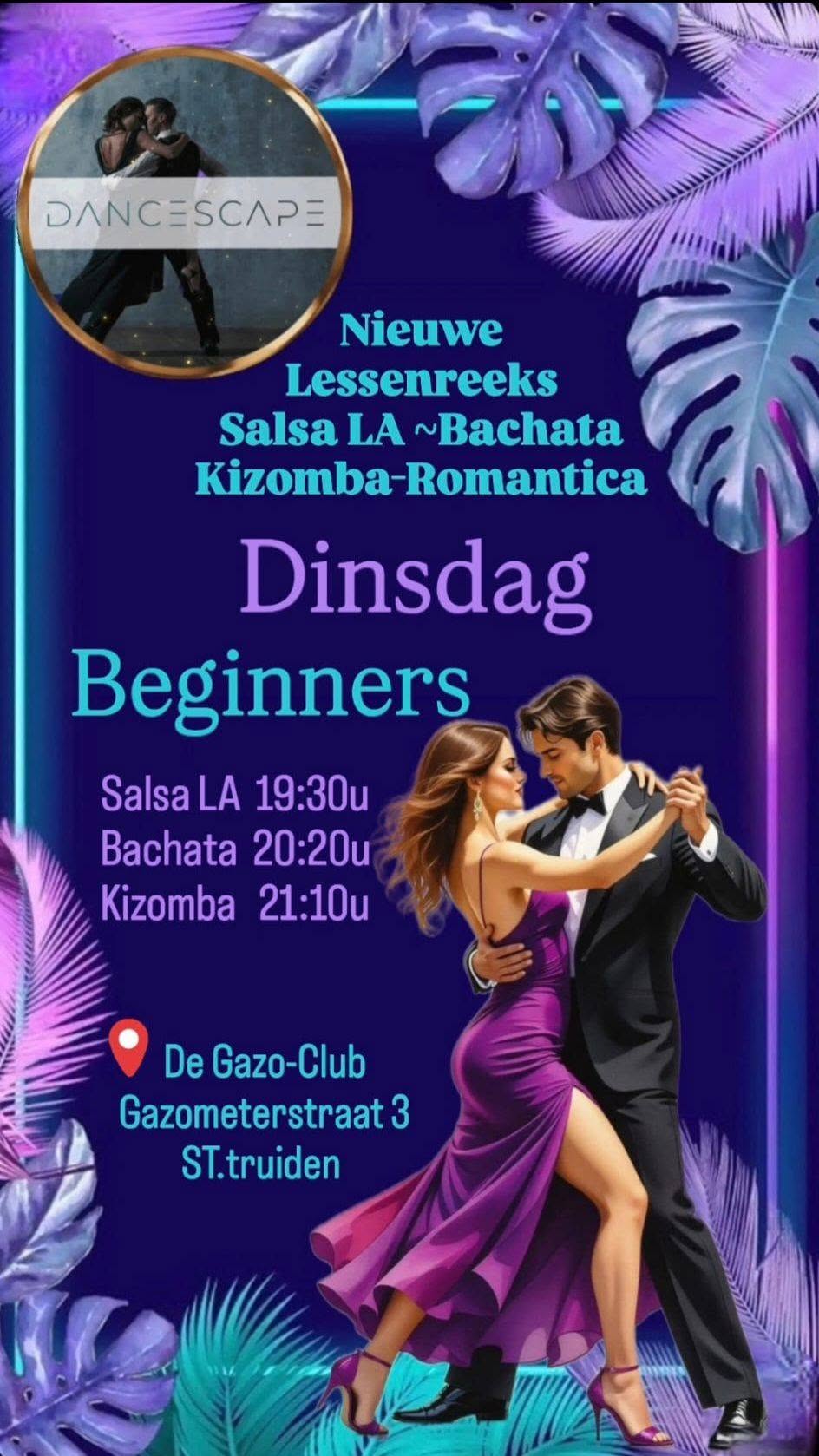 Beginnerslessen Salsa LA, Bachata, Kizomba Romantica in De Gazo-Club