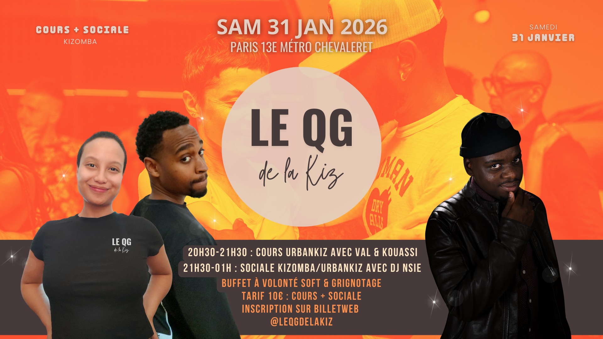 ✨Le QG de la Kiz Sociale Kizomba Paris Samedi 31 Janvier 20h30-01h00