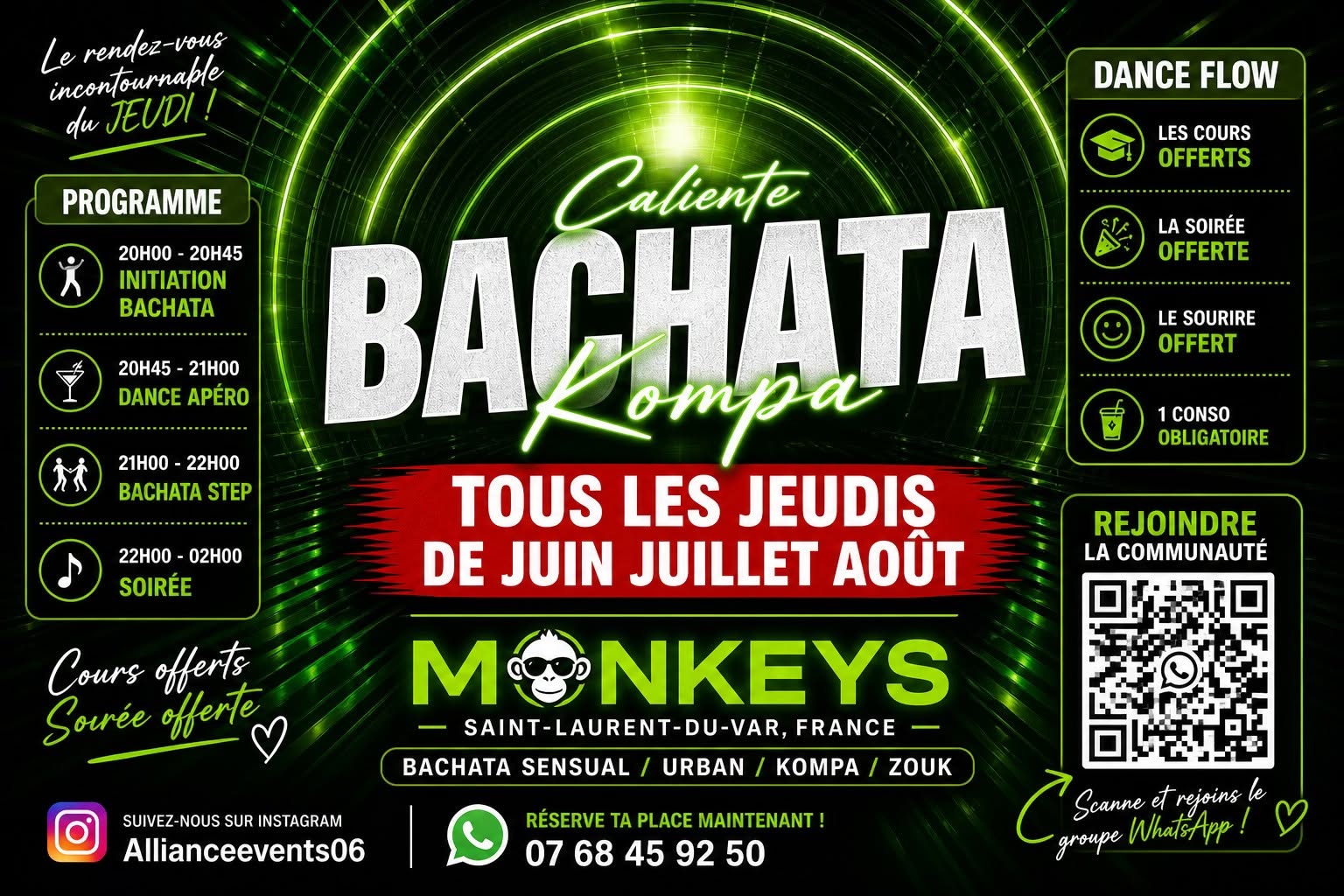 Soirée & Cours Bachata - Kompa - Monkeys Saint Laurent du var