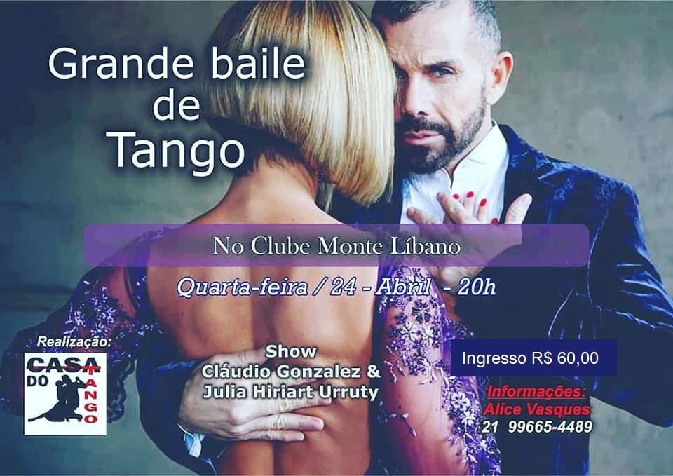 Grande Baile de Tango - Clube Monte Líbano - Aula das 19 as 20h
