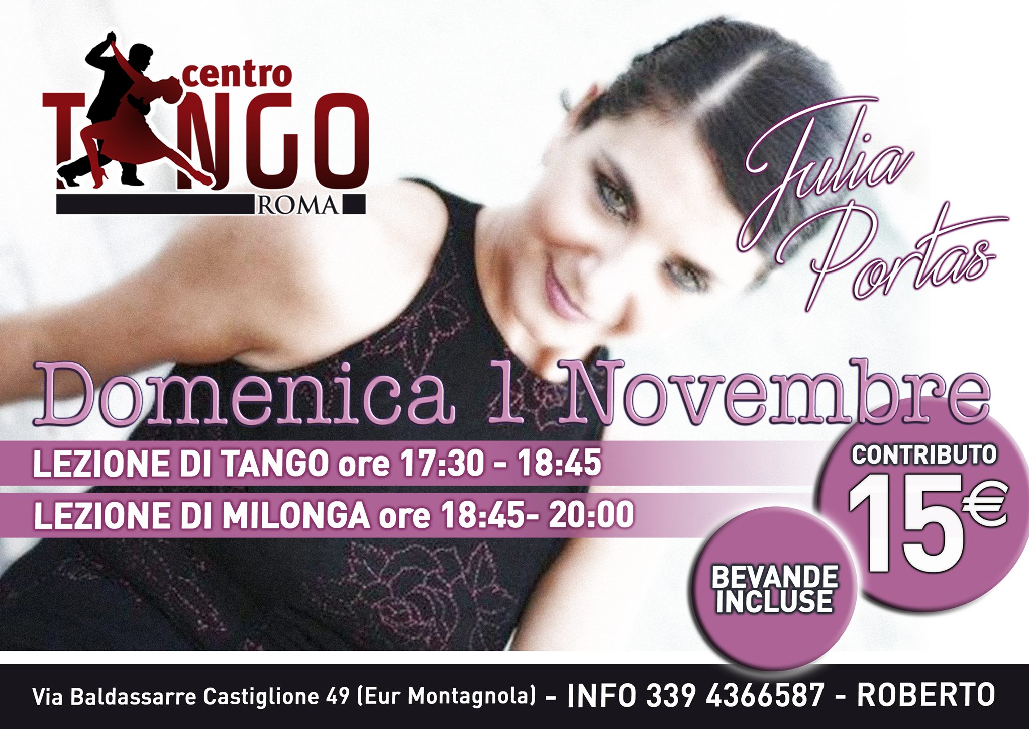 DOMENICA 1 NOVEMBRE - Doppia Lezione con la Maestra JULIA PORTAS