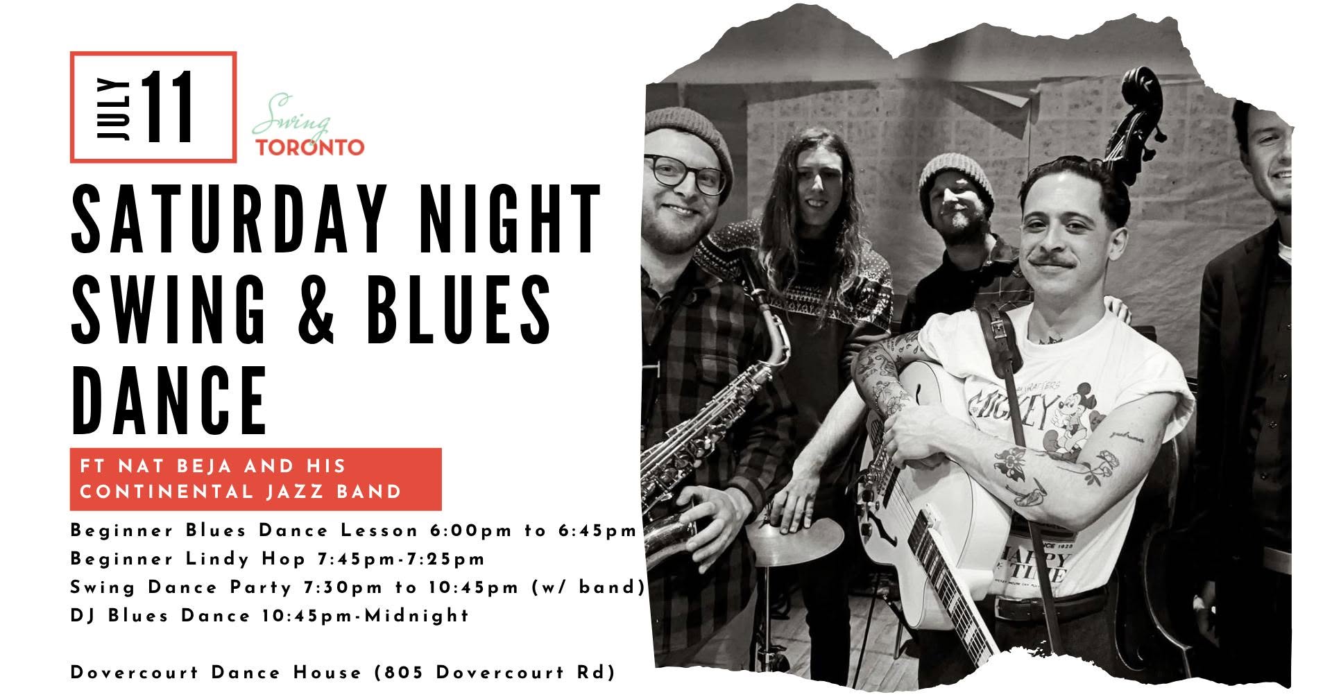 Saturday Night Swing ft. Nat Beja's band+ Blues Dance After Party! Beginner Lessons & Dance!