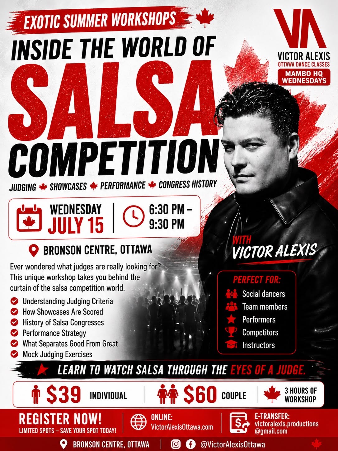 EXOTIC SUMMER WORKSHOPS: INSIDE THE WORLD OF SALSA COMPETITION with VICTOR ALEXIS in OTTAWA