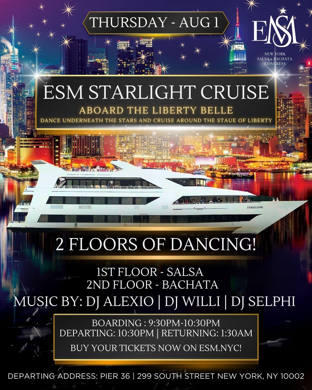 Bachata and Salsa Cruise around Statue of Liberty!!!