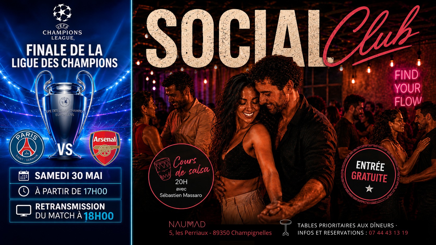 NAUMAD SOCIAL CLUB Latin Night × Finale Ligue des Champions Samedi 30 mai · dès 17h