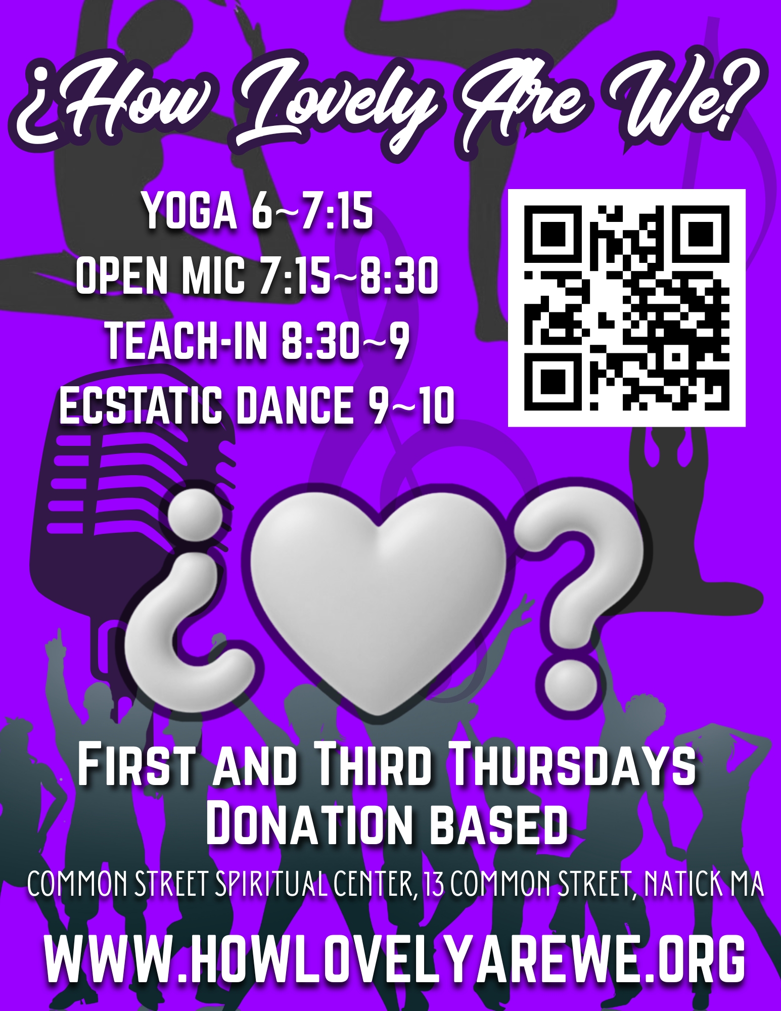 ¿How Lovely Are We? event series featuring yoga, open mic, teach-in, and ecstatic dance