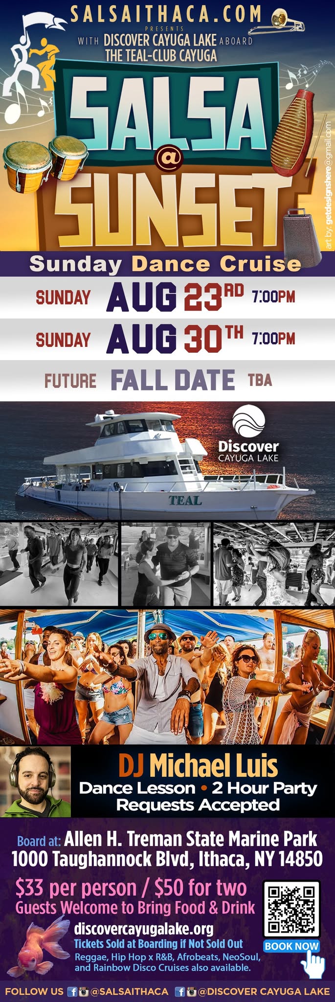 SALSA @ SUNSET is BACK 🌅 LATIN DANCE CRUISES on CAYUGA LAKE 🛳️