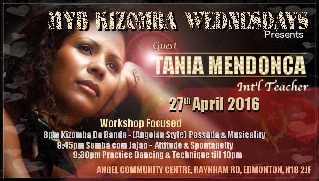 MYB Kizomba Wednesdays - Intl Guest Teacher Tania Mendonca