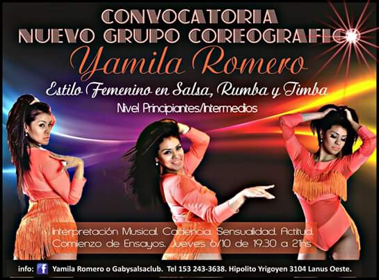 NUEVA CONVOCATORIA GRUPO COREOGRAFICO DE ESTILO FEMENINO DE YAMILA ROMERO