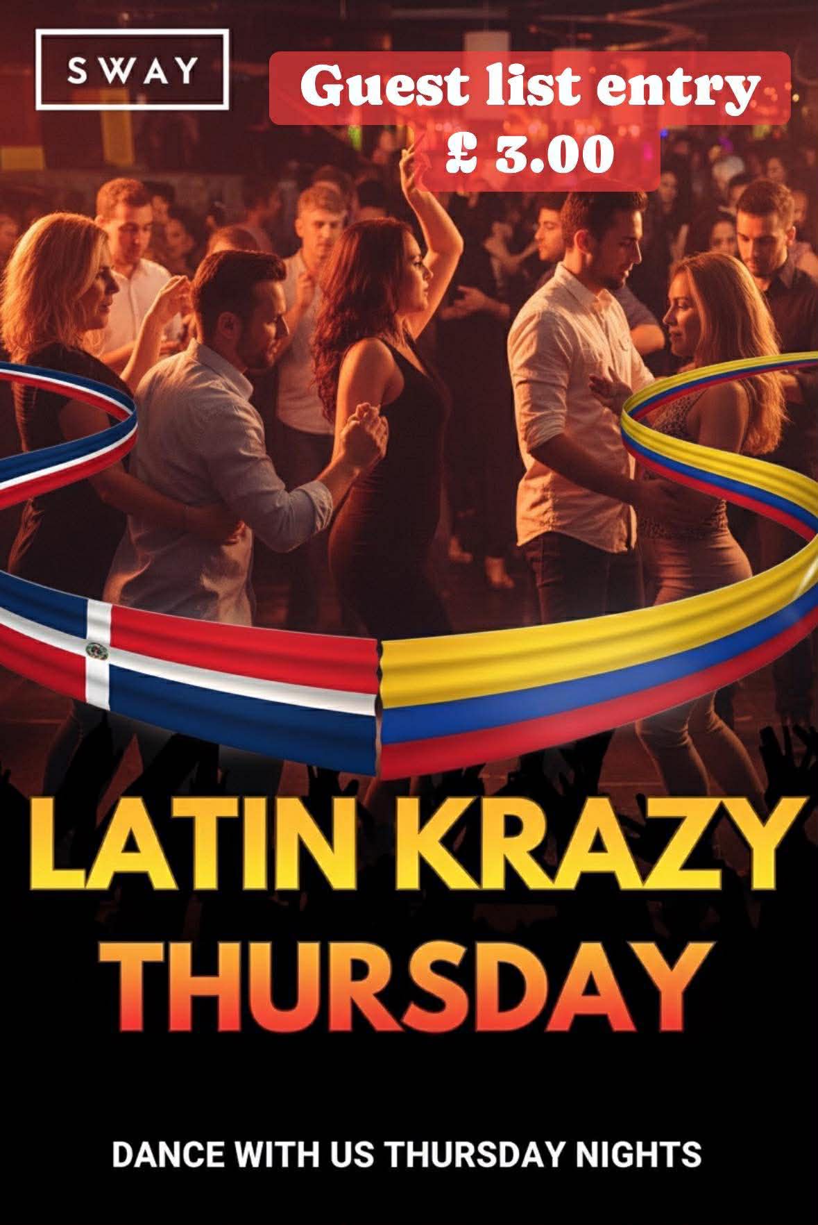 LATIN KRAZY THURSDAYS @ SWAY BAR WITH SALSA AND BACHATA CLASSES PLUS SOCIAL !