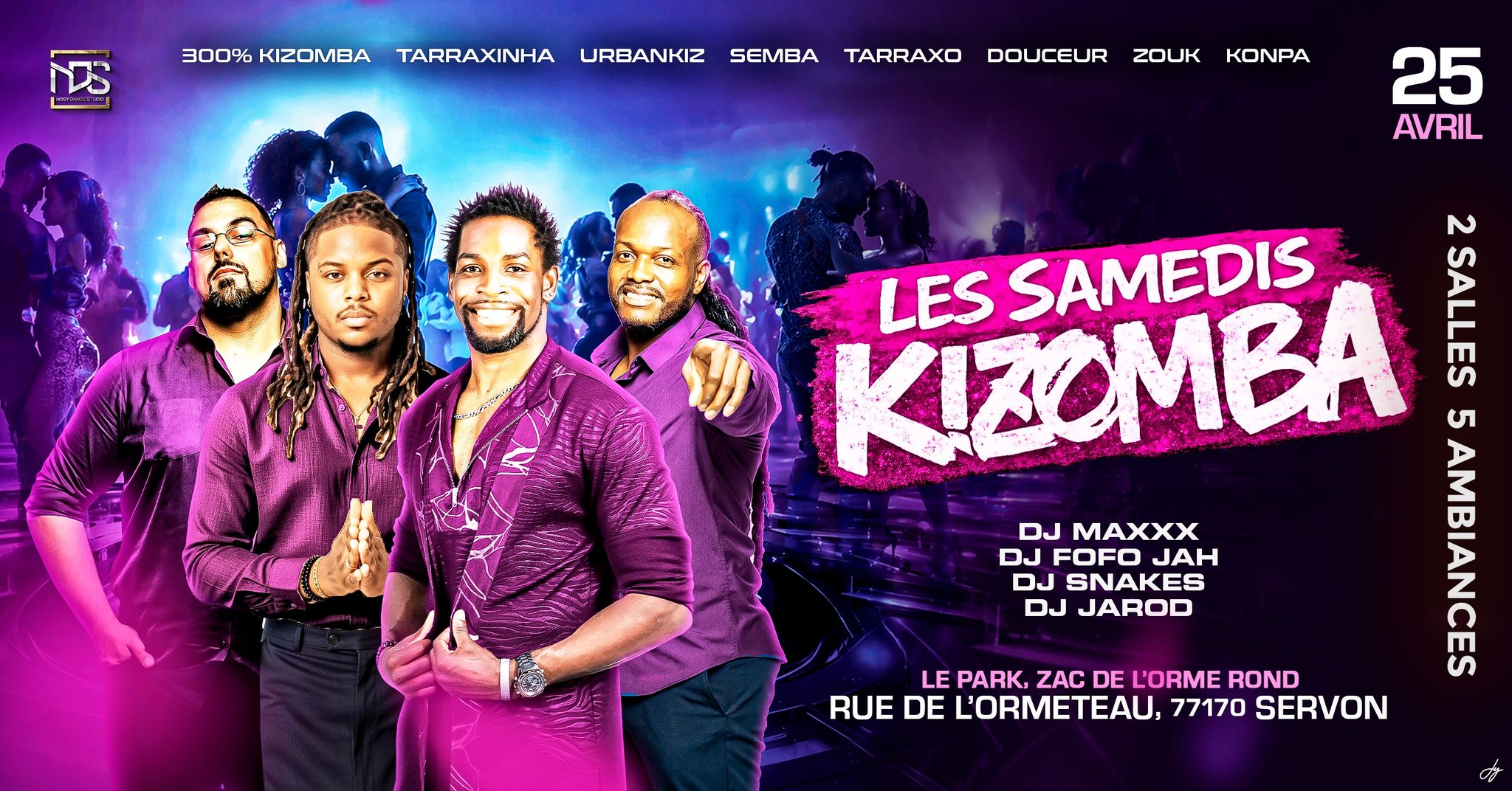 Samedi 25 Avril 2026 - Kizomba Party - 2 Salles - Le Park Studio
