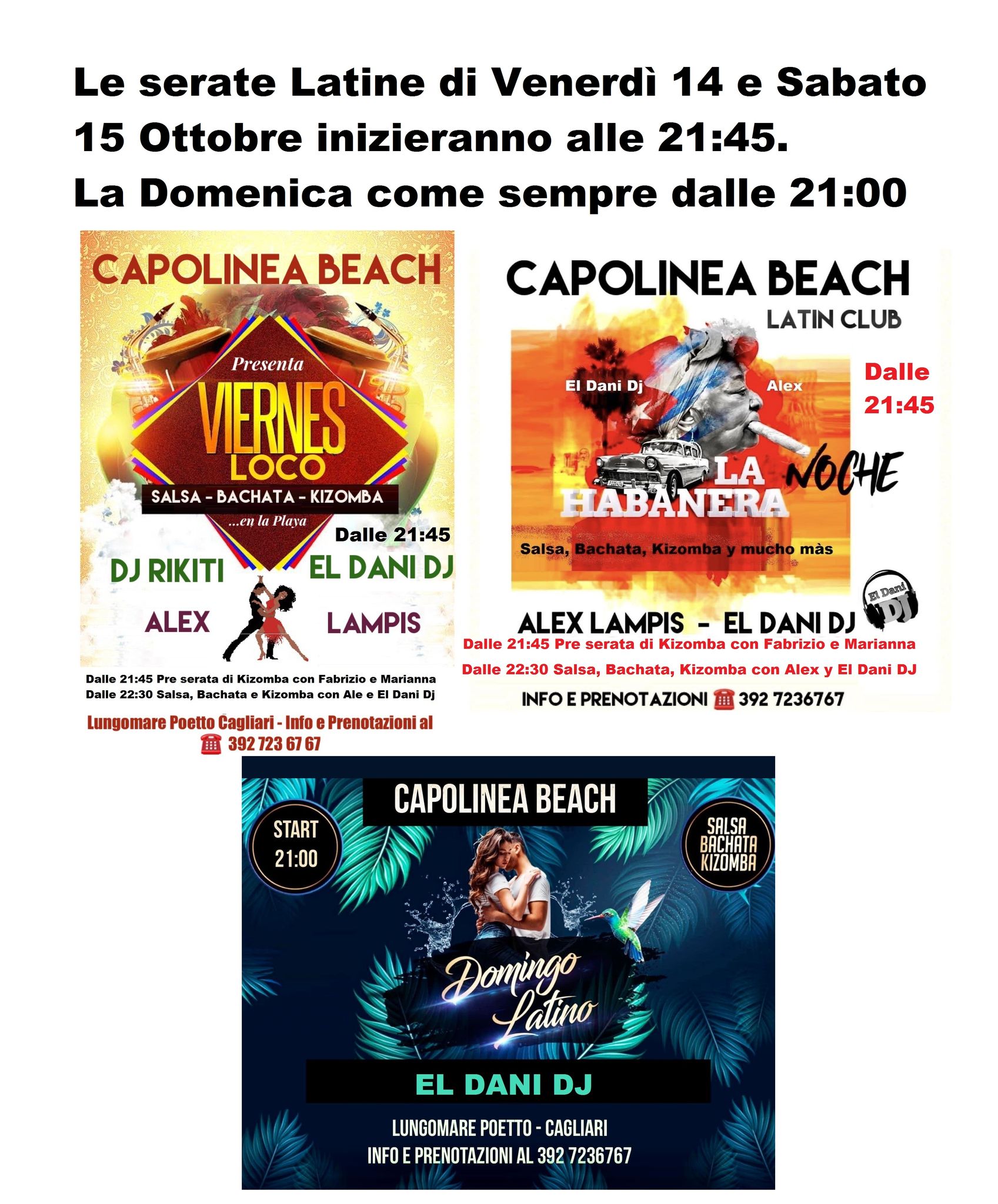 Venerdì e Sabato si balla dalle 21:45, Capolinea Beach...un mare di musica e divertimento