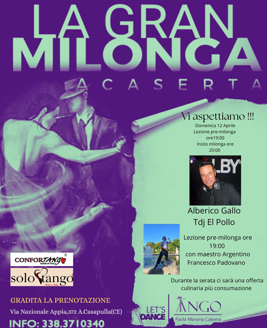 dom.12 aprile La Gran Milonga a Caserta ore 19 lez.pre Milonga a seguire Tdj Alberico Gallo 🇮🇹🇦🇷