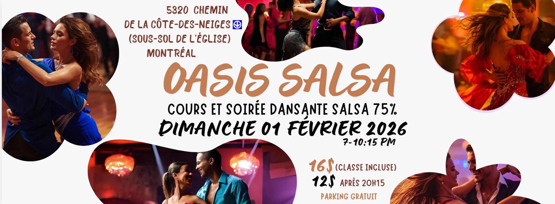 Cours et Soirée SALSA 75% 💃 OASIS SALSA 🕺 DIMANCHE 01 Février 7-10:15 PM MONTREAL