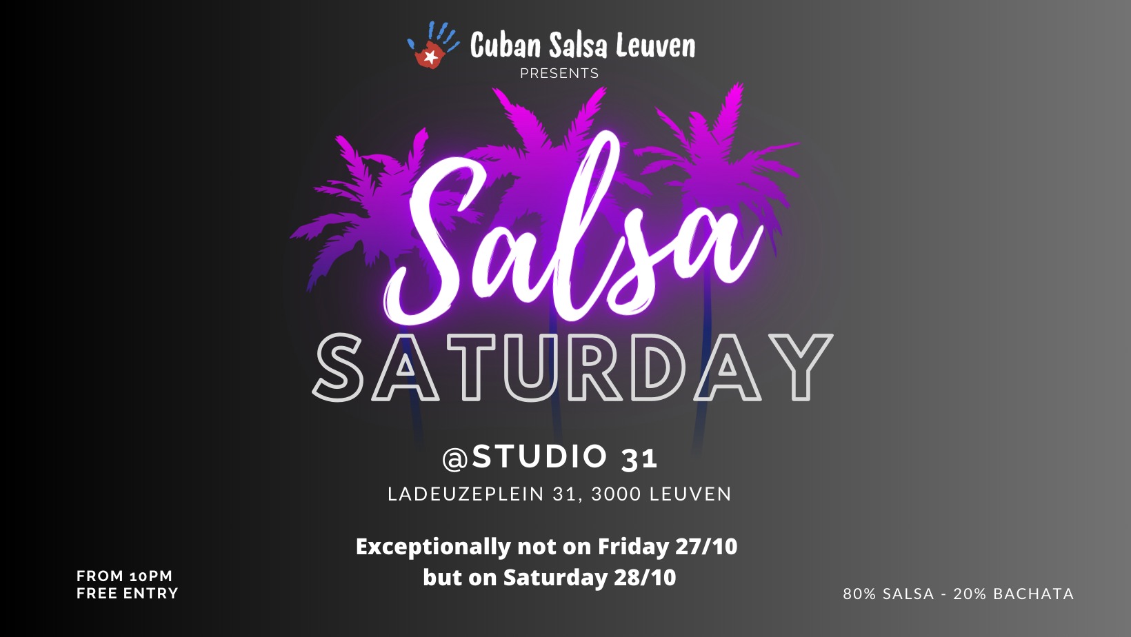 Salsa SATURDAY @Studio 31 Leuven - ONE TIME Saturday edition (FREE!)