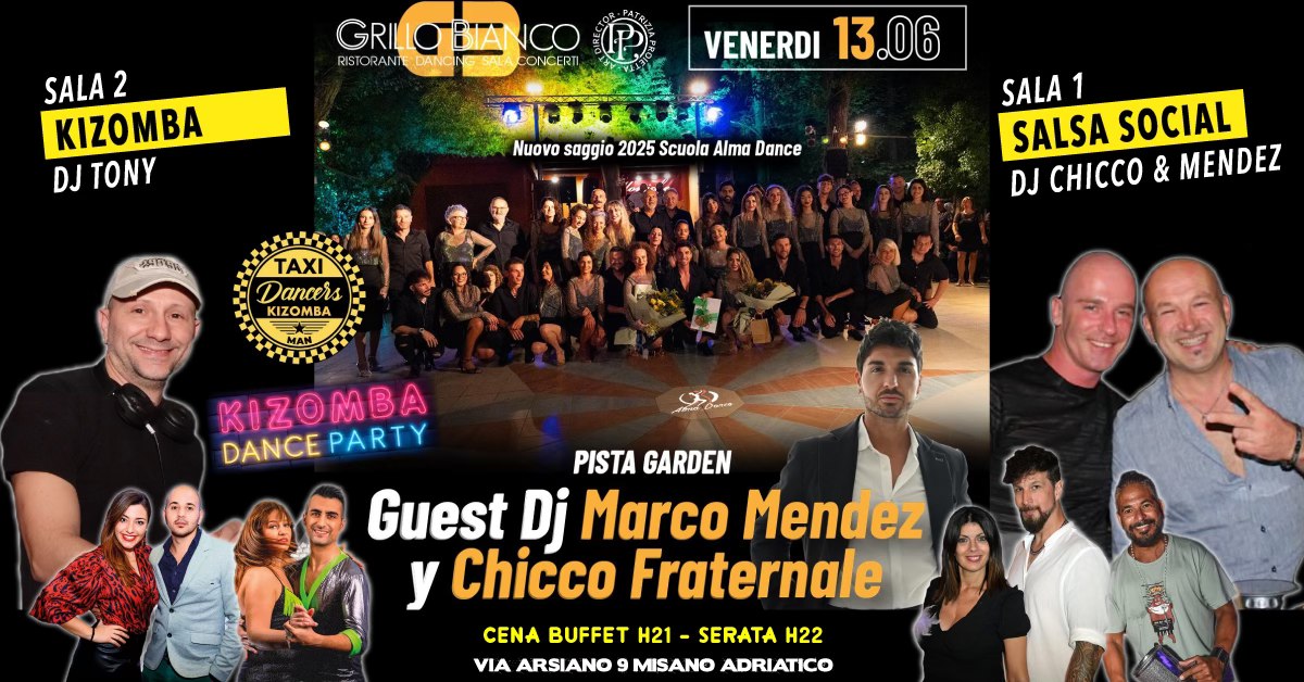Venerdรฌ 13 Giugno_Estivo Latino Salsa Social Y Kizomba Dance Party_Grillo Bianco Misano Adriatico