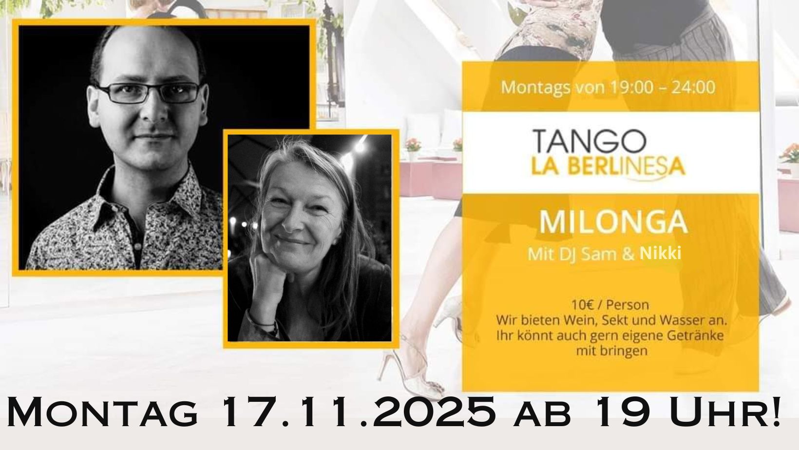 ๐๐๐บ Tangonacht im La Berlinesa mit TDJ Sam & Host Nikki ๐ฏโจ๏ธ