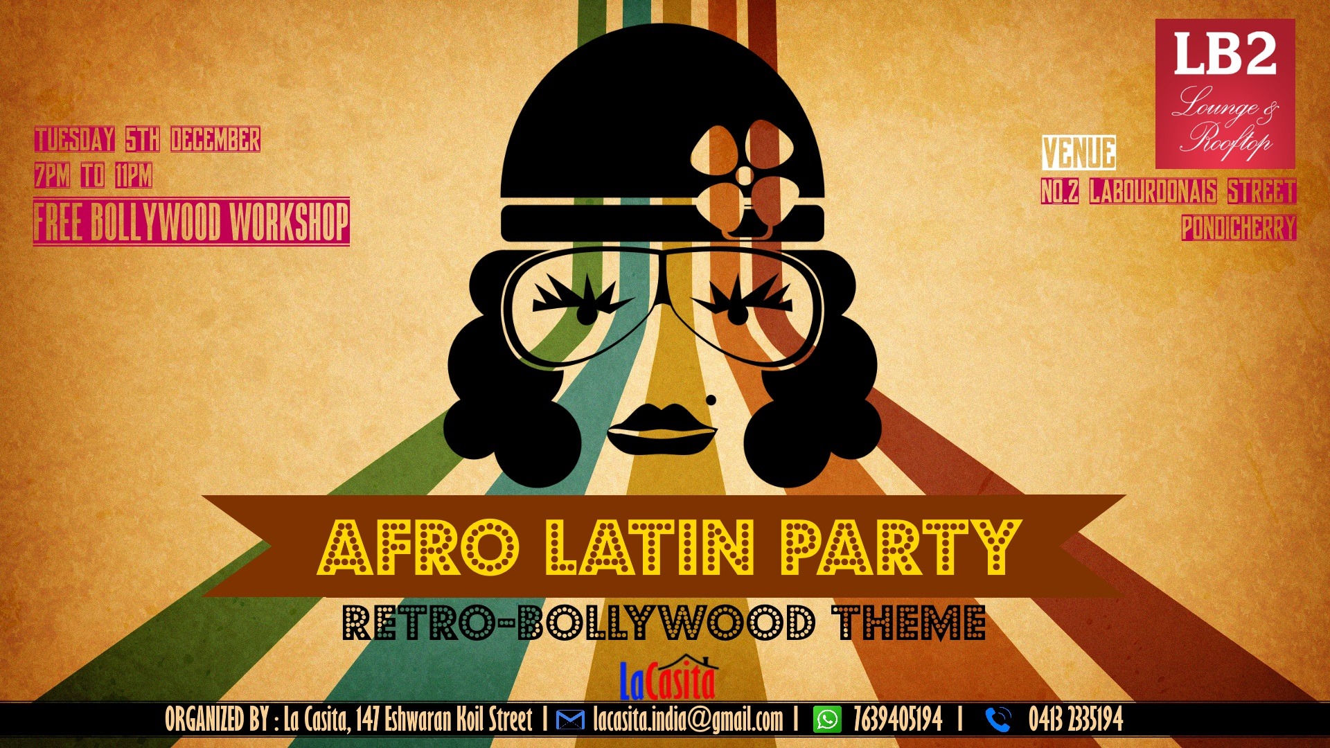 Afro Latin Party (Retro Bollywood theme + Free workshop)