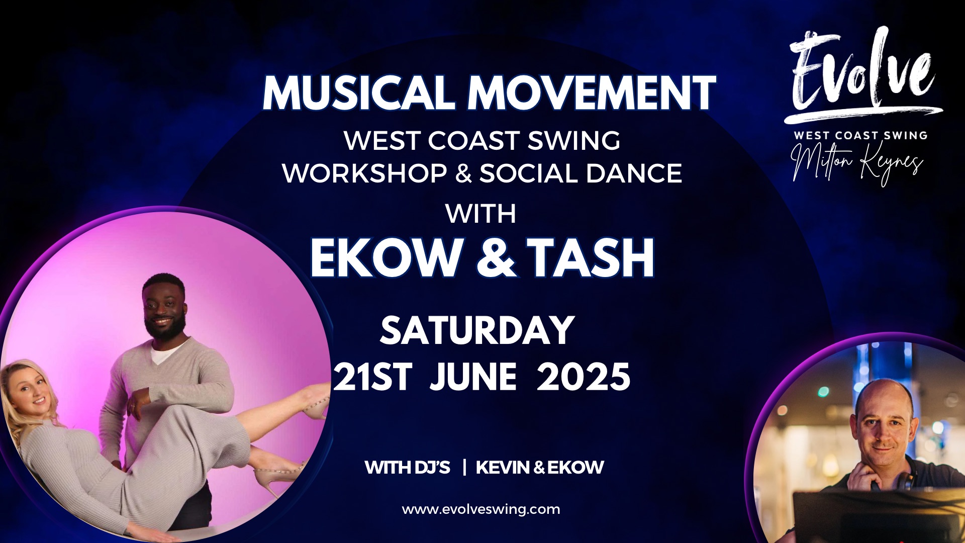 Evolve WCS Workshop with Ekow & Tash + Evening Social Dance with Kev & Ekow