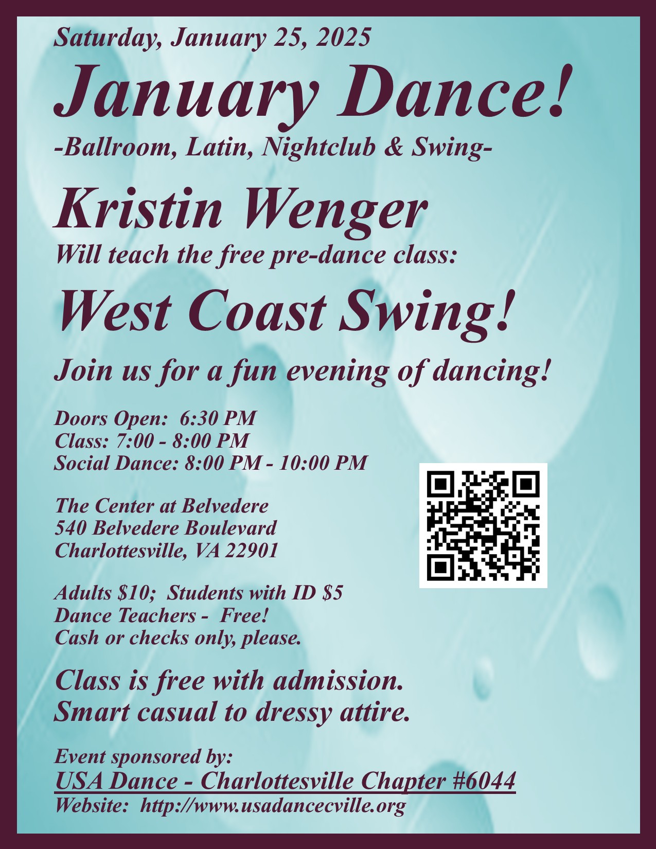 January 2025 Dance and West Coast Swing Class - USA Dance Charlottesville