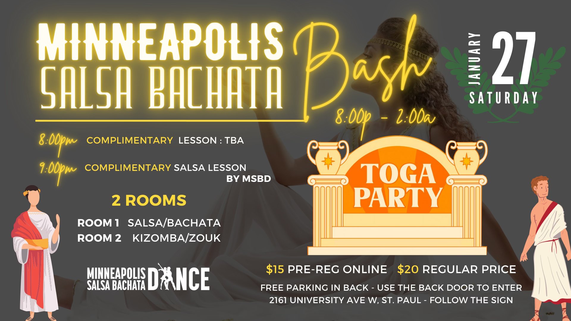 MINNEAPOLIS SALSA BACHATA BASH TOGA PARTY