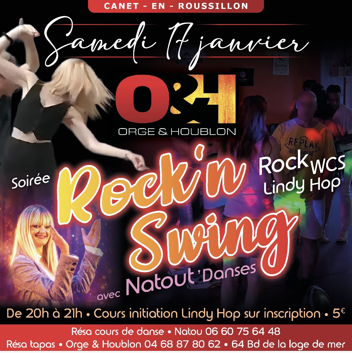Soirée Rock n’ swing ( ROCK, Lindy hop, WCS) Lindy initiation 20h plus soirée GRATUITE CANET E-R!!