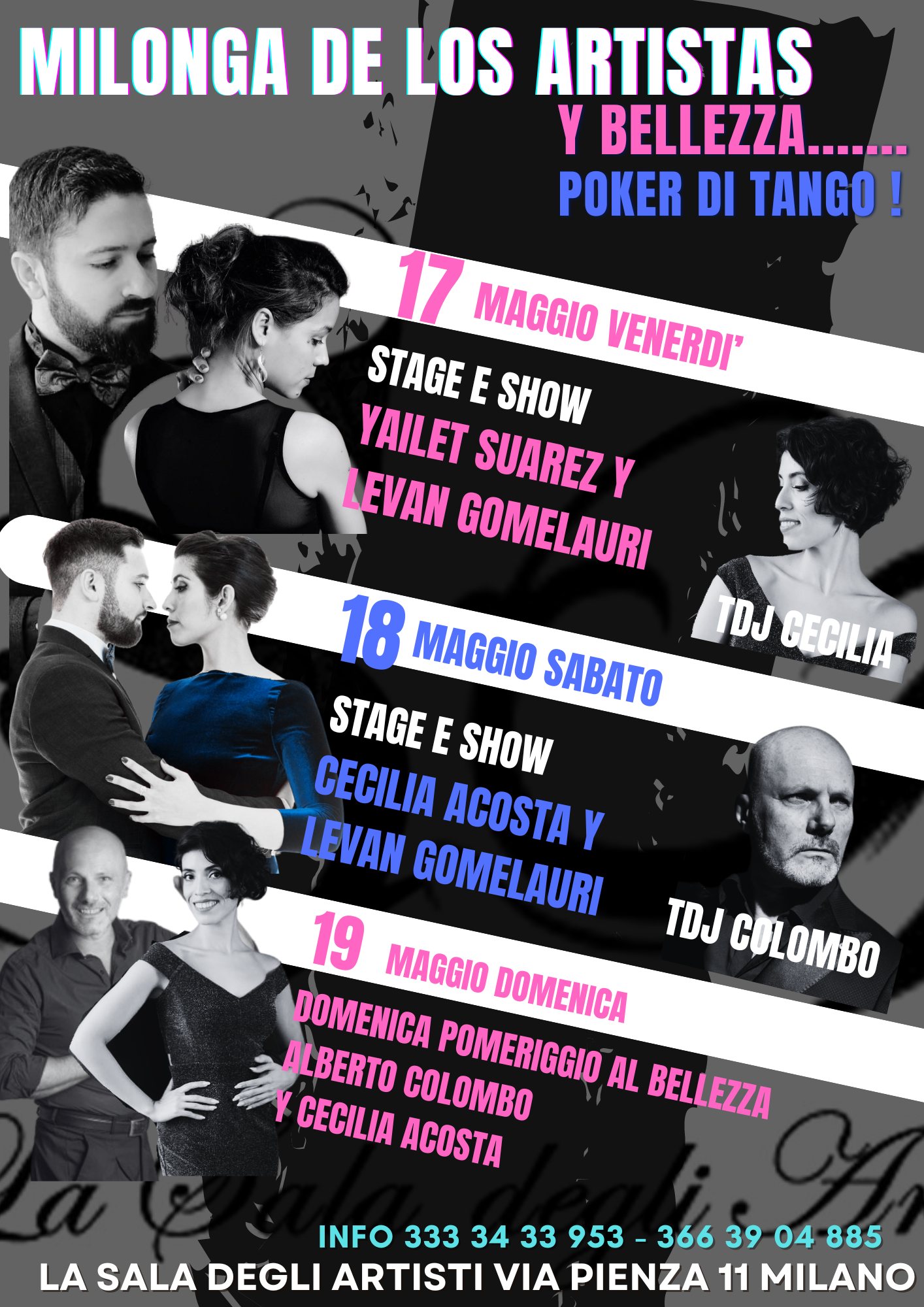 MILONGA DE LOS ARTISTAS Y BELLEZZA "POKER DI TANGO" 17 18 19 maggio