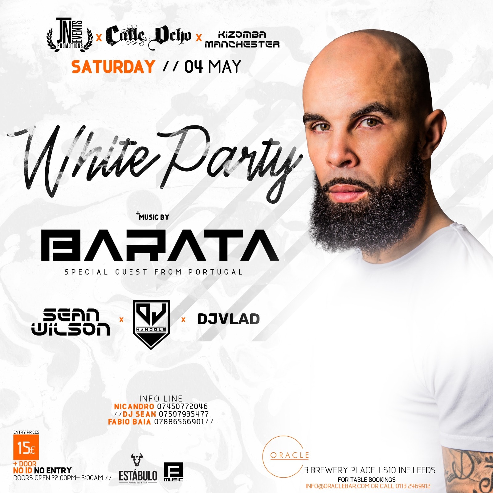 Dj Barata White Party Leeds w Sean Wilson, Dj Mangole, Dj Vlad