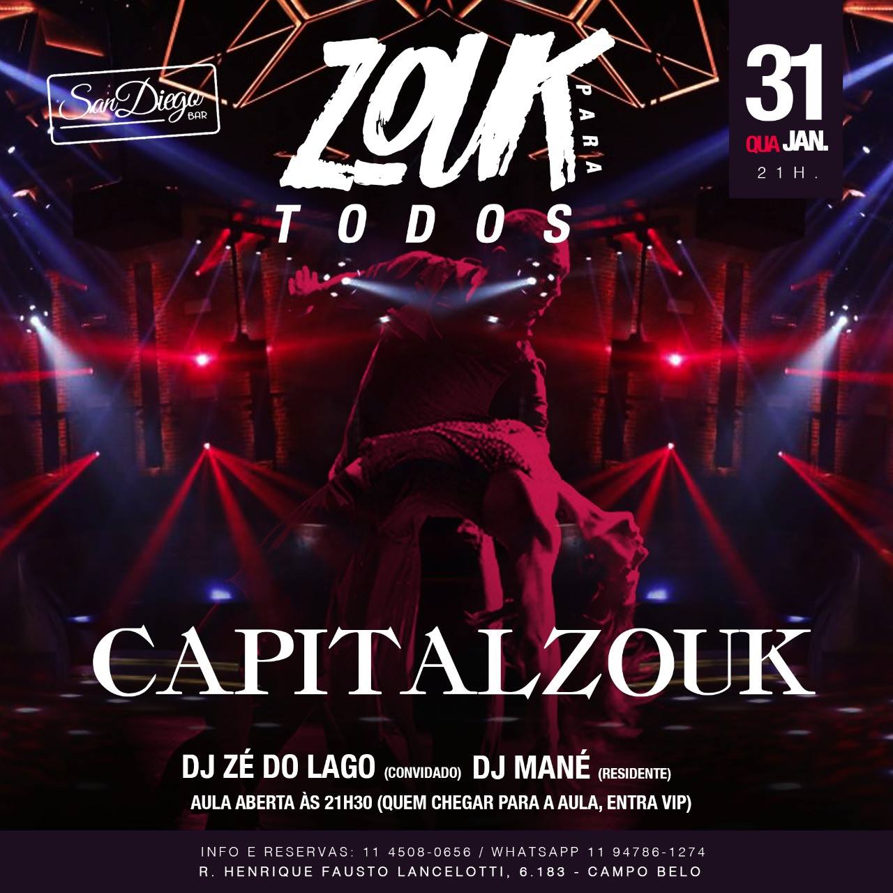Lista encerrada Capital Zouk para todos 31-01-18