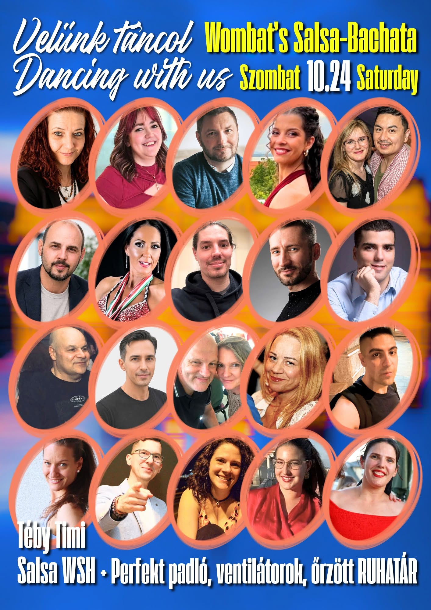 🏰WOMBAT's Salsa-Bachata 10.24 🎼Téby Timi workshop 🧥Ruhatár 💯Padló ⏩Ventilátorok 🍹Bár 🎯Deáknál
