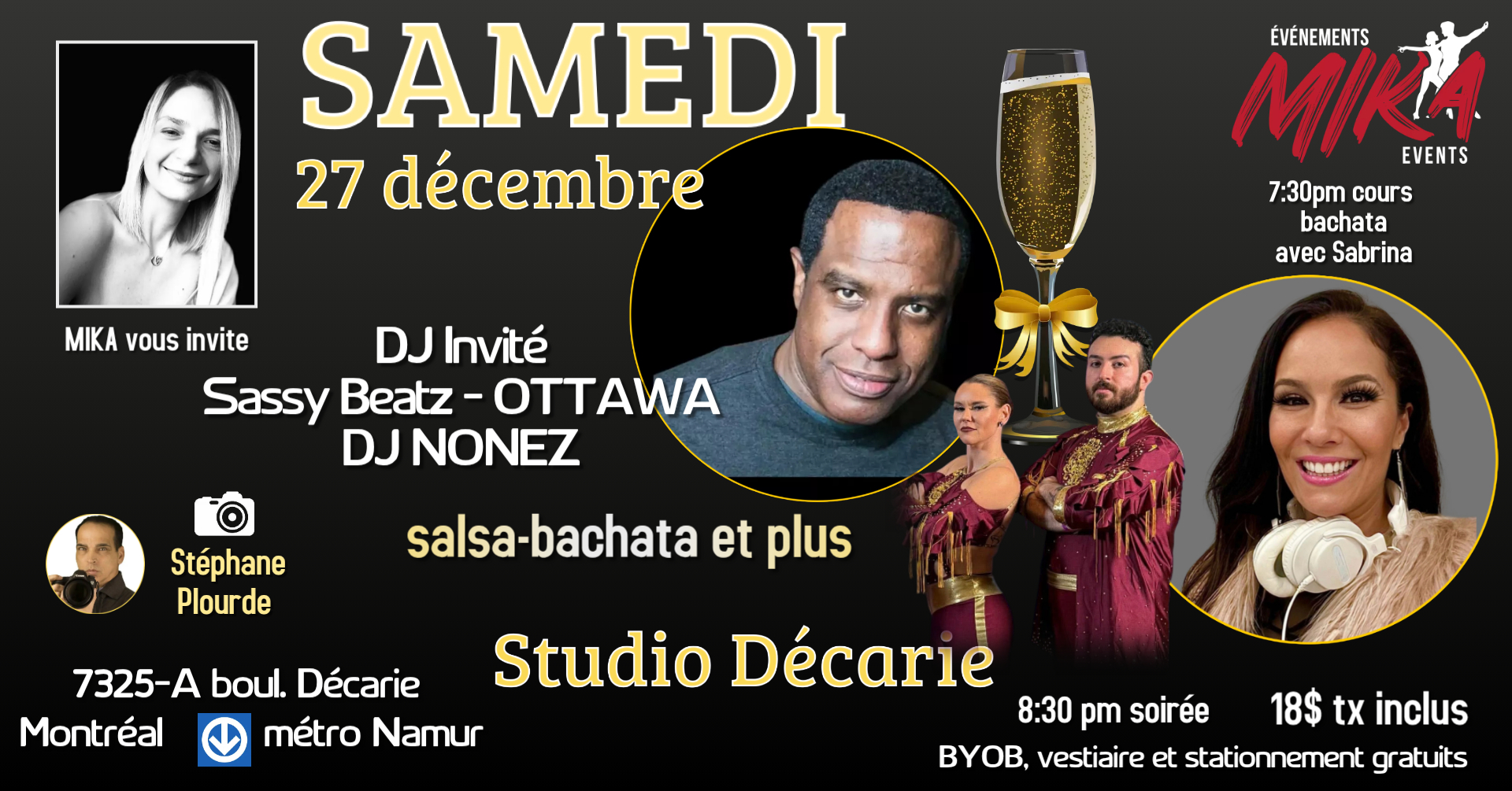 SAMEDI 27 dec. Studio Décarie, DJ SASSY BEATZ et DJ NONEZ - dernier samedi du 2025