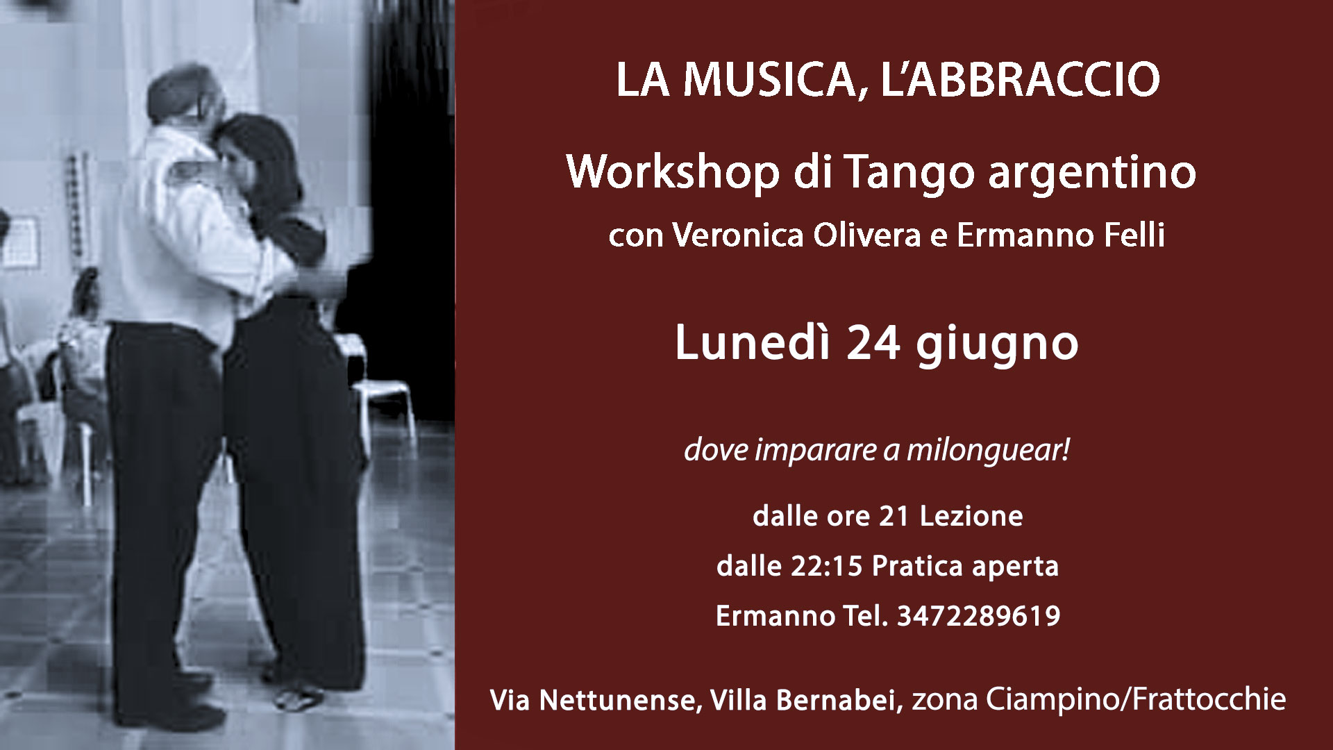 Workshop di Tango Argentino con Veronica Olivera ed Ermanno Felli