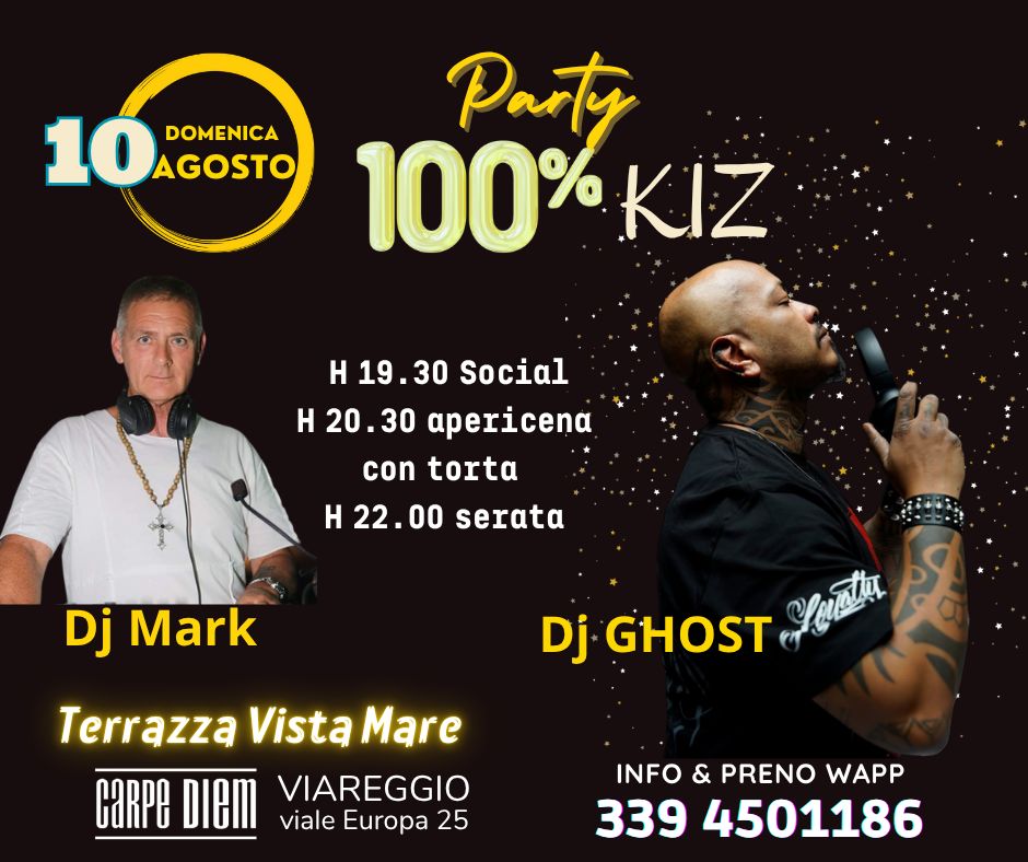 Party π―% KIZOMBA in terrazza . Dom 10 Agosto. Carpe Diem Viareggio
