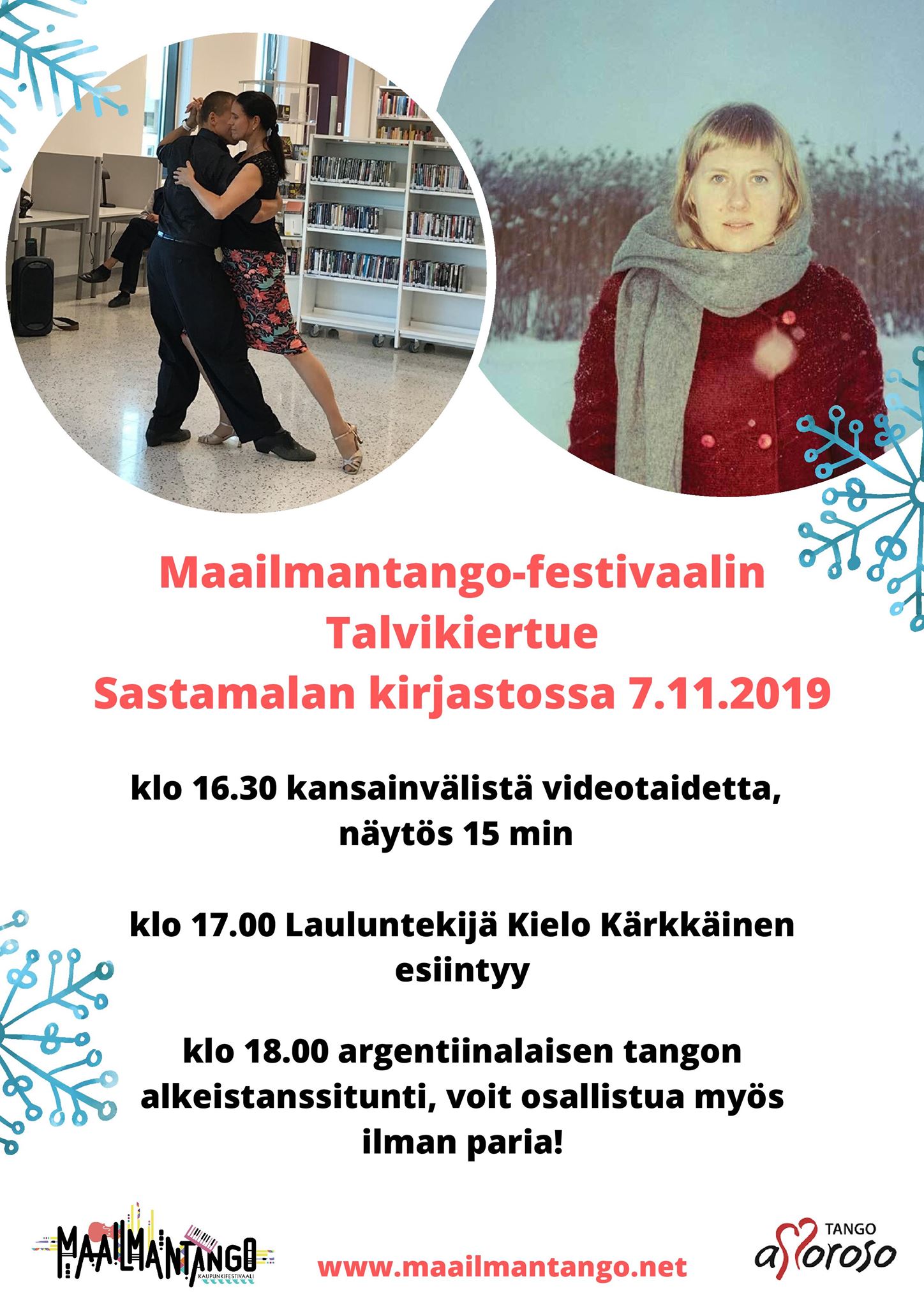 Maailmantango-festivaalin talvikiertue Sastamalan kirjastossa