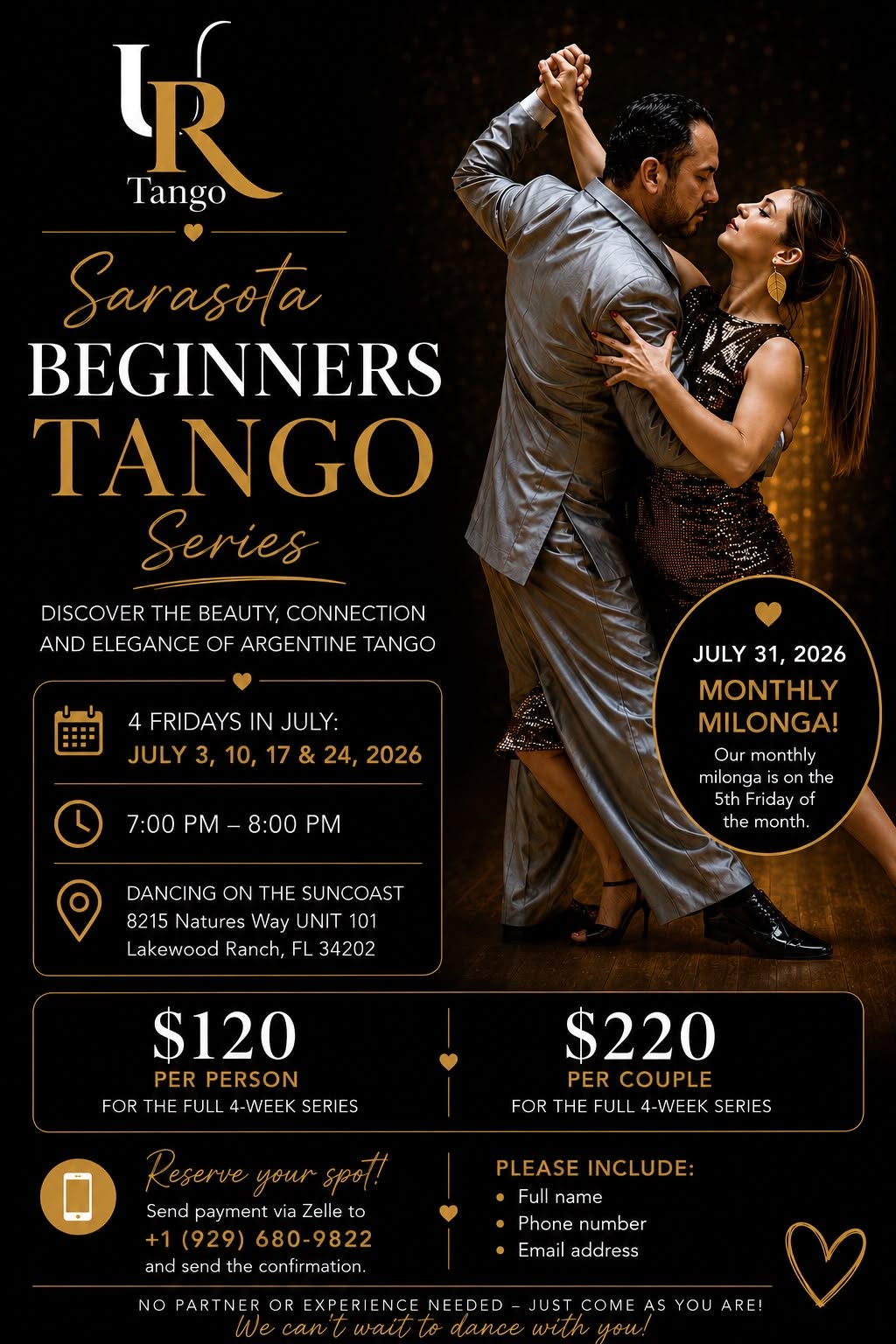 Learn Argentine Tango This July in Sarasota! 4-Week Beginners Series