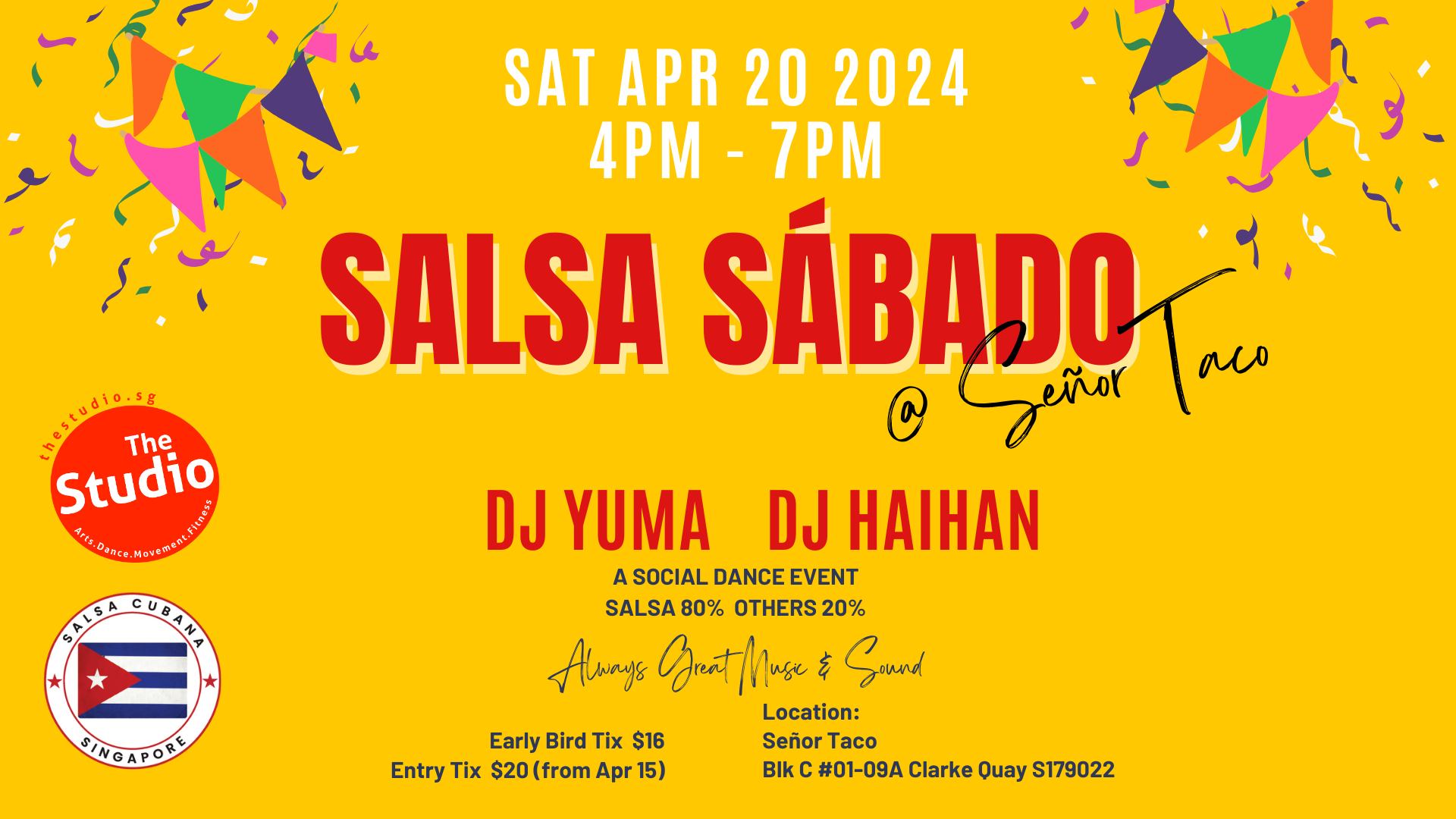 SALSA SÁBADO @ Señor Taco! Sat Apr 20 4pm - 7pm