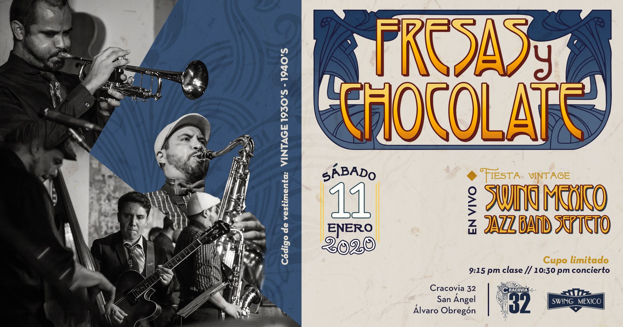 Fresas y Chocolate con Swing Mexico Jazz Band Septeto