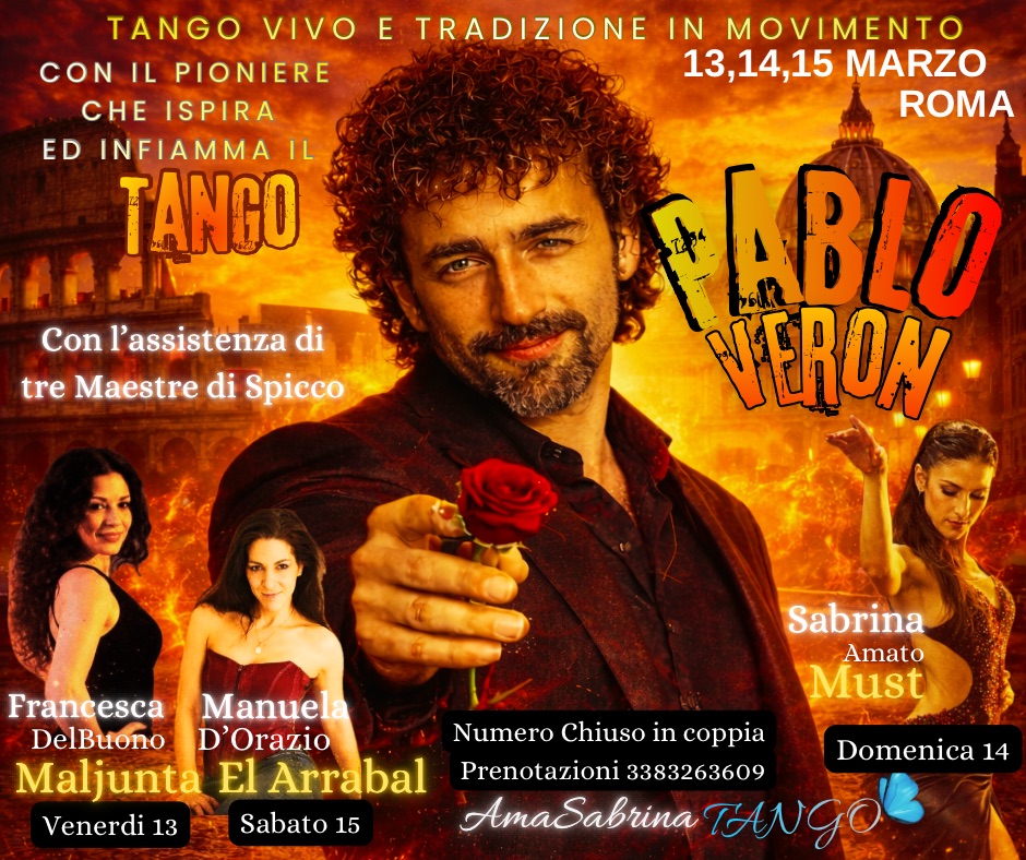 Tre Workshop a Roma con Pablo Veron pioniere del Tango contemporaneo