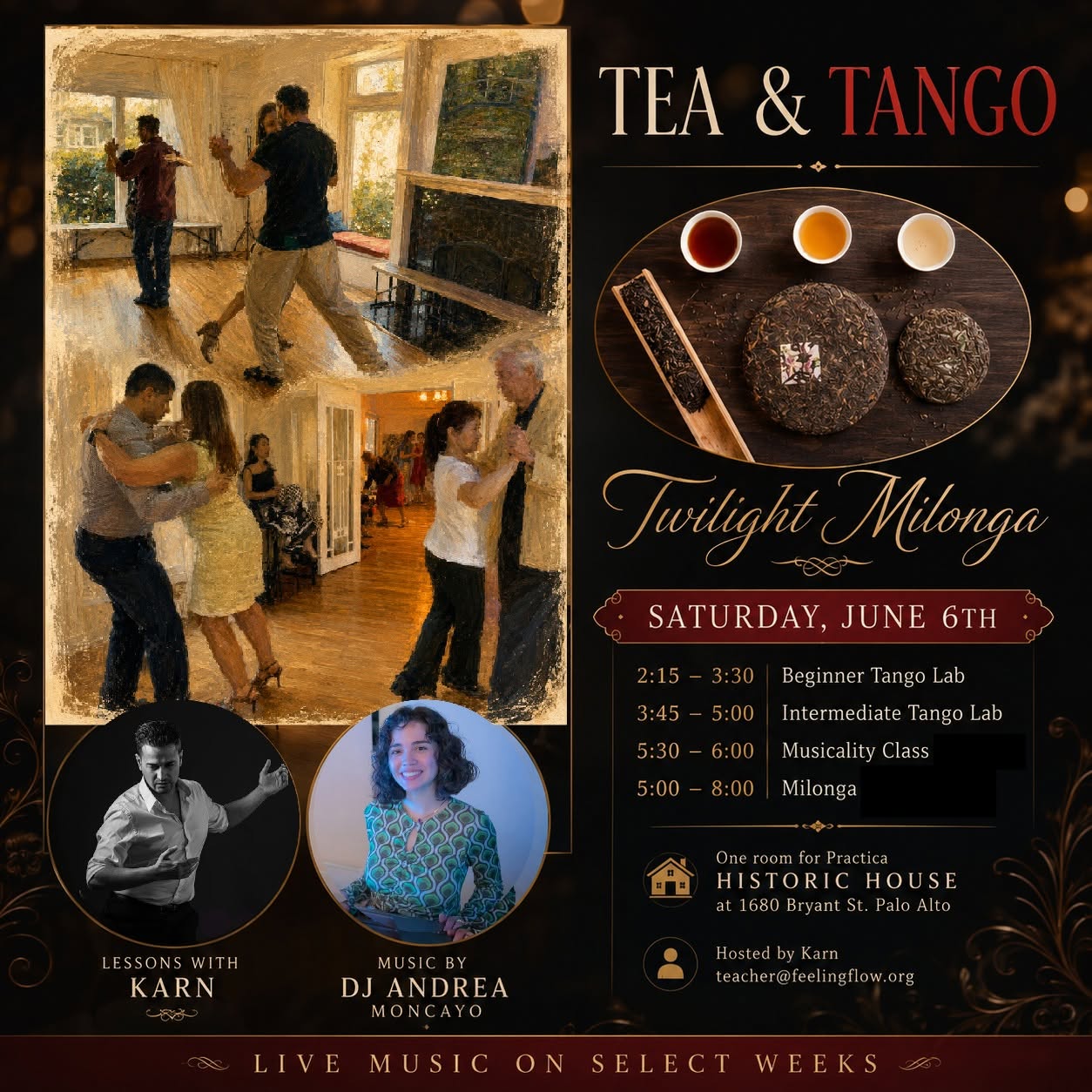 Tea & Tango, Palo Alto w DJ Andrea Moncayo