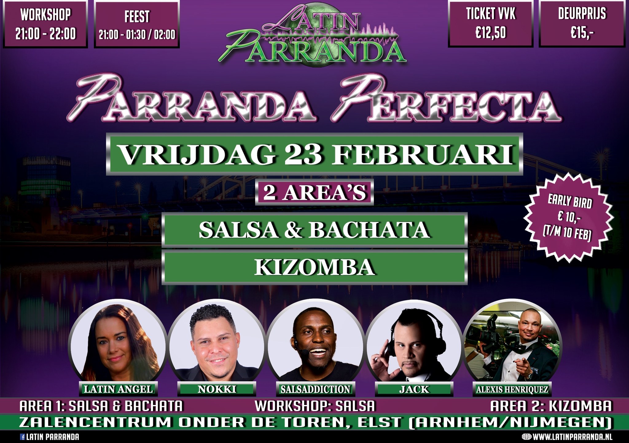 Parranda Perfecta! vrijdag 23 februari - 2 area's: Salsa Bachata Kizomba - Arnhem Nijmegen