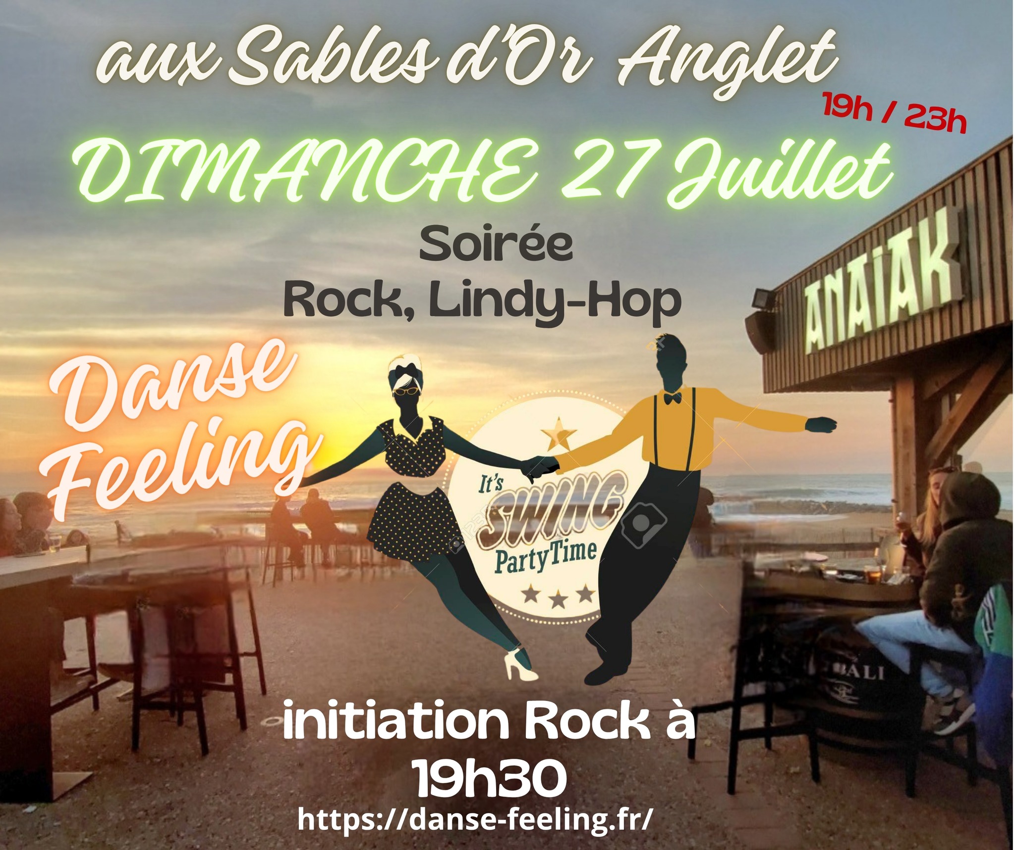 Rock Lindy-Hop, Coucher de Soleil face à l'Océan. Danse Feeling à l'Anaiak aux Sables d'Or