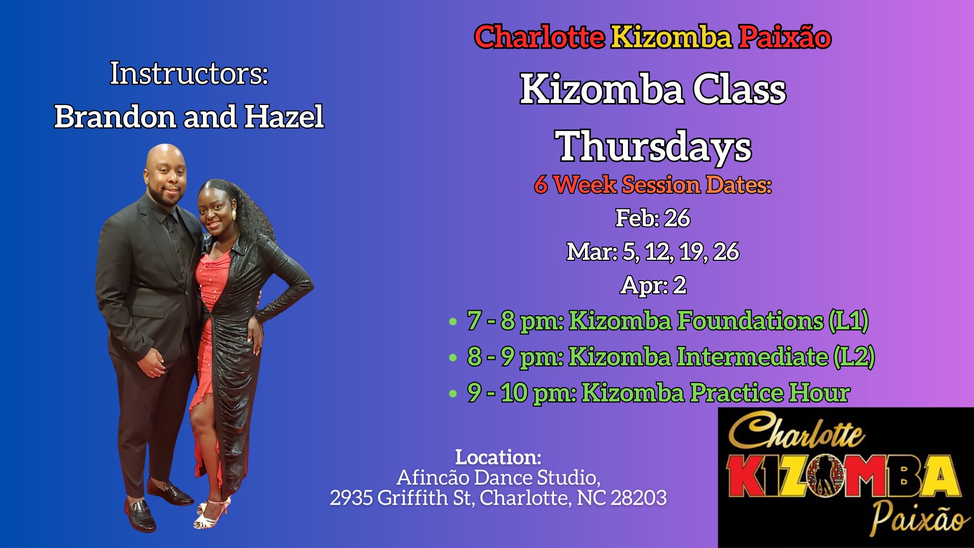 Kizomba Classes 6 Week Series (Charlotte, NC)