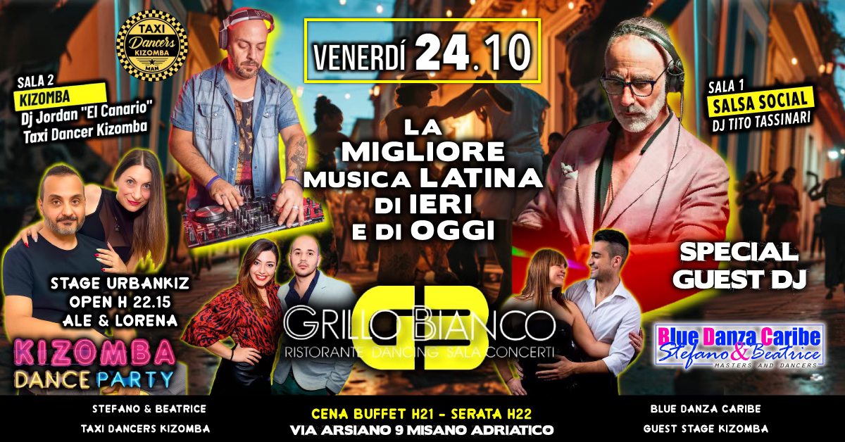Venerdรฌ 24 Ottobre_Salsa Social Y Kizomba Dance Party-Grillo Bianco 2 Misano Adriatico