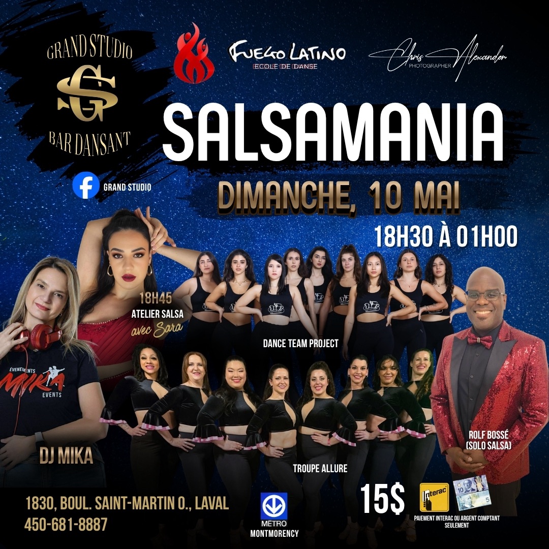Danse Latine - Laval - SalsaMania - Dimanche 10 Mai