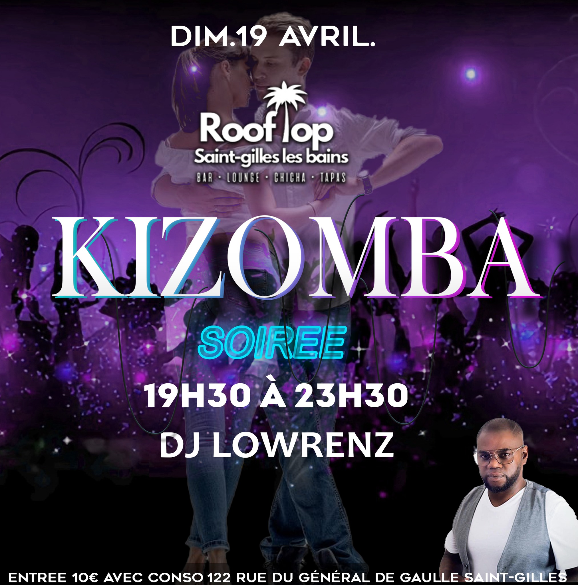 KIZOMBA au Rooftop Dimanche 19 AVRIL de 19H30 à 23H30 avec DJ LOWRENZ
