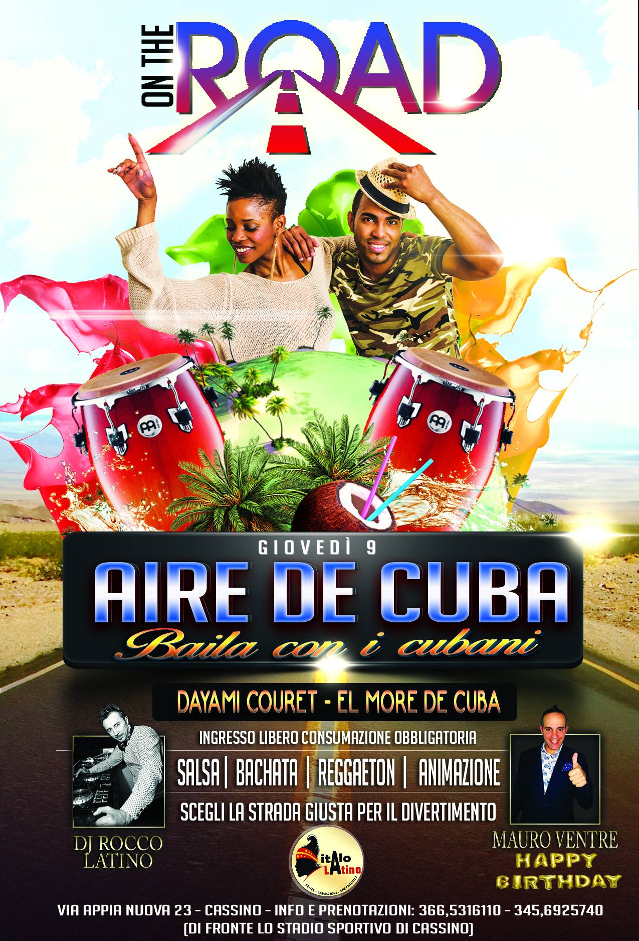 Serata Cubana "AIRE De CUBA" - Locale "On The Road" Cassino