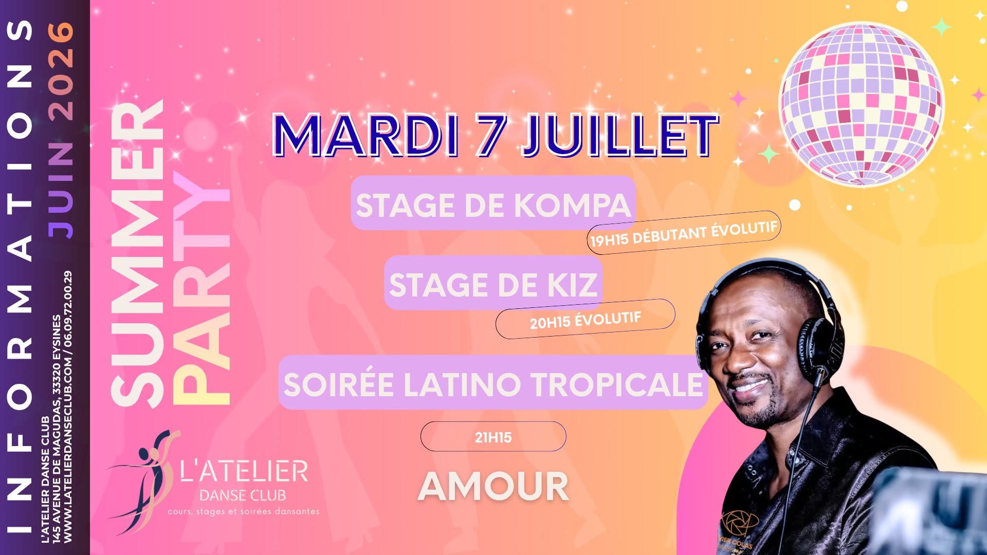 STAGES DE KOMPA ET STAGE DE KIZ & SOIRÉE LATINO TROPICALE - SUMMER PARTY 🌸