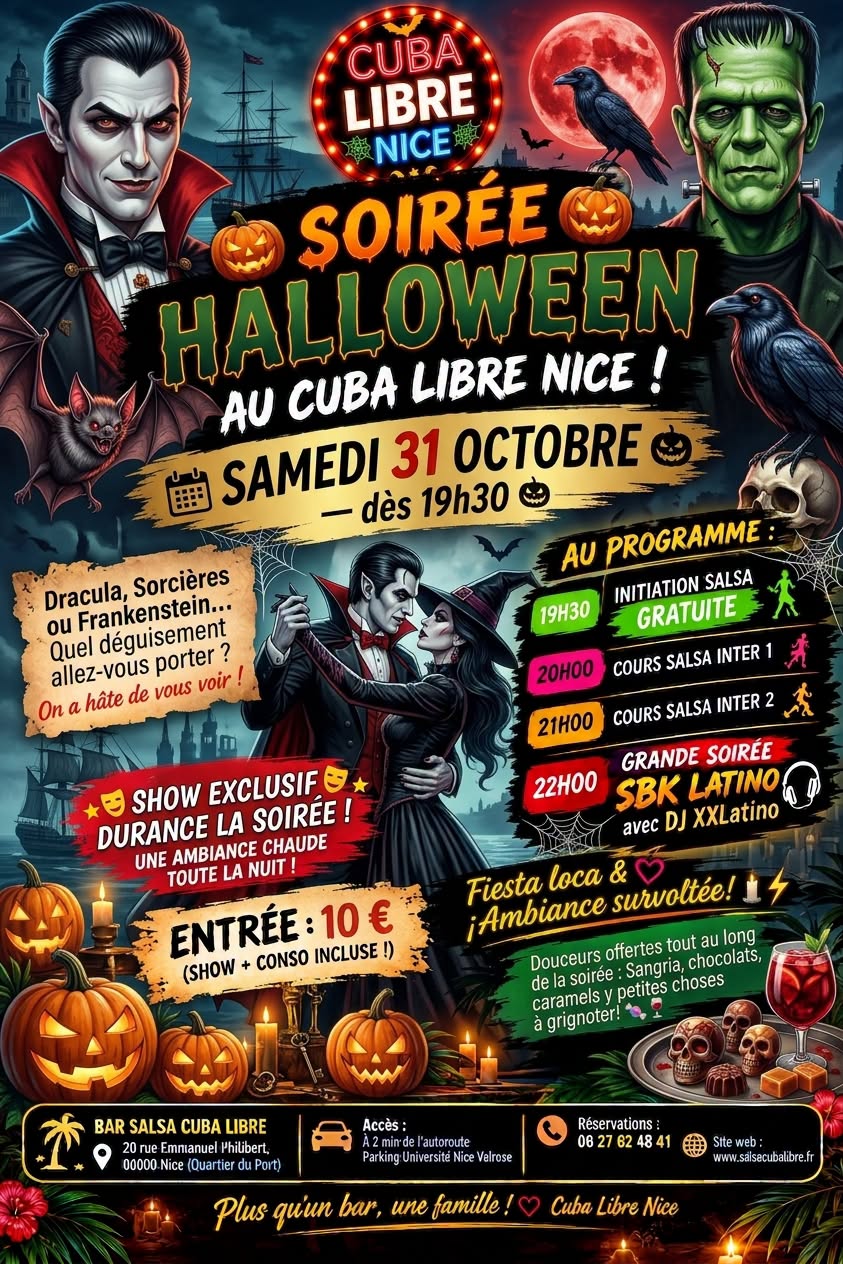 🎃GRANDE SOIRÉE HALLOWEEN AU CUBA LIBRE NICE ! 🎃