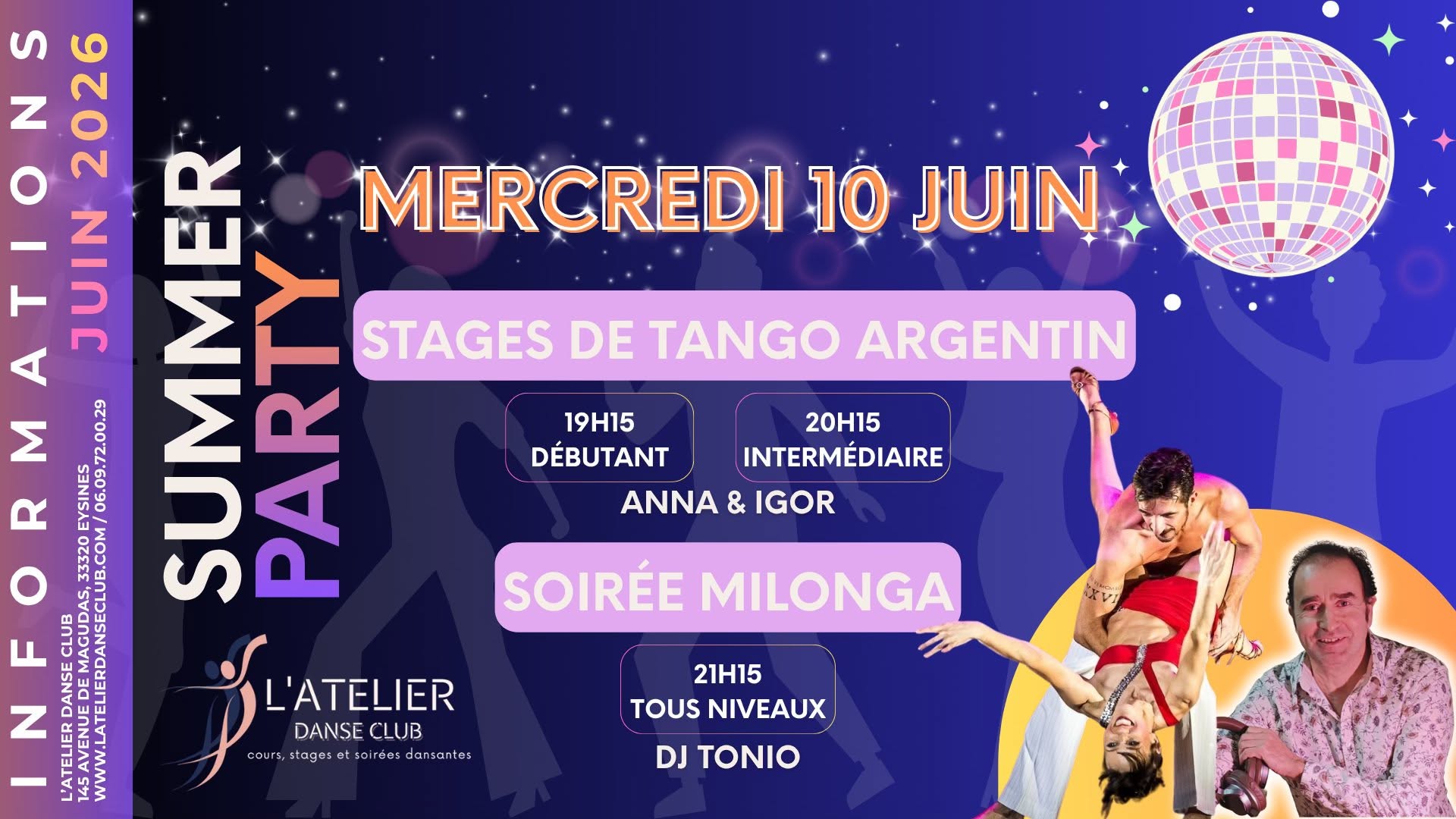 STAGES DE TANGO & SOIRΓE MILONGA - SUMMER PARTY πΈ