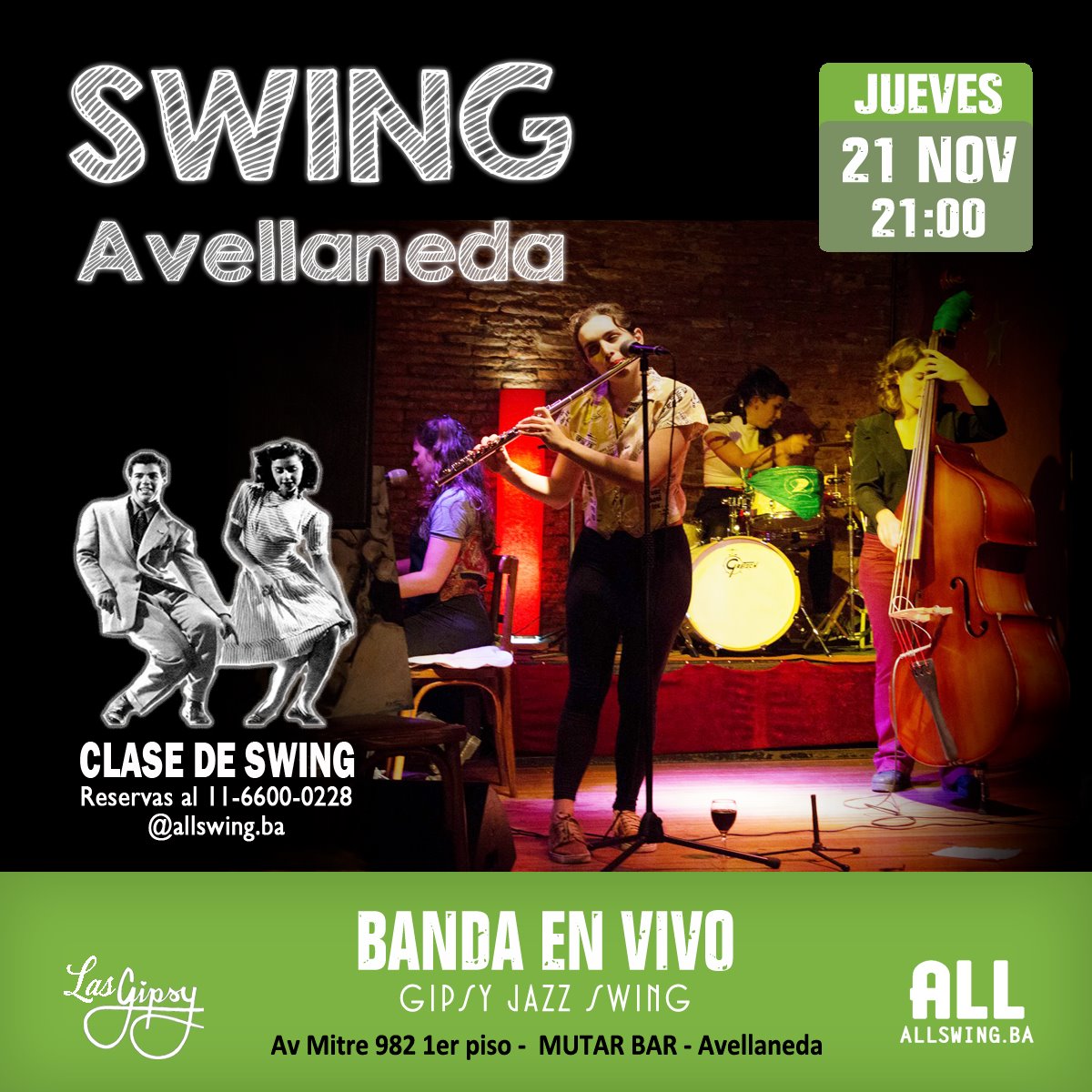Swing Avellaneda - Las Gipsy en Mutar Bar Jue 21 Nov 21hs